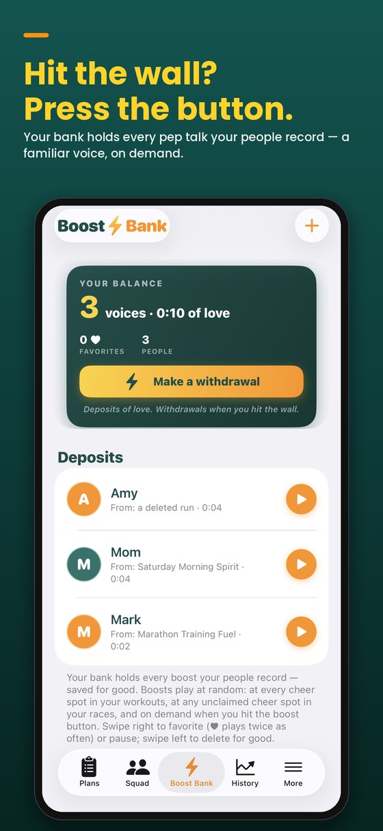 The Boost Bank holding recorded voices from your people