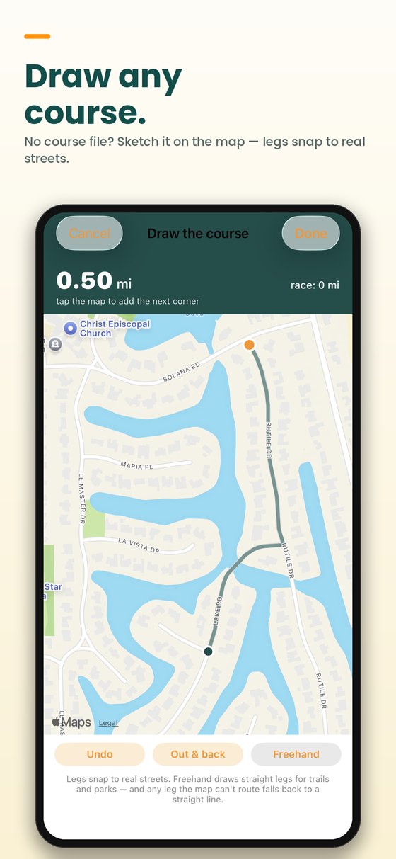 Drawing a race course on the map